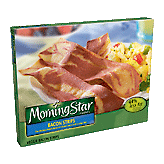 Morningstar Farms Breakfast bacon strips, smoked veggie bacon with a crispy bite Left Picture
